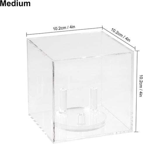 3 Pegs Round Display Easel Stands with Transparent Acrylic Box, Multiple Decoration Storage Case, Small Items Stands for Displaying Collectible St...