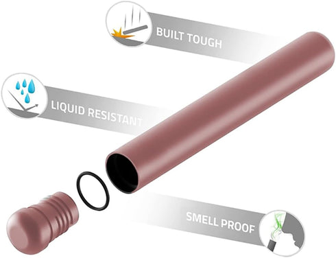 Airtight Storage Tube 2-Pack - Portable Travel Preserve Container Metal Tube | Premium Holder | Leak-Proof Waterproof Case (Rose-Gold and Black).....