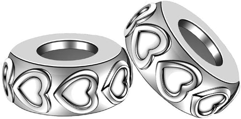 GW 2PCS Charm Stopper Sterling Silver 925 with Bead Charms Spacers for Bracelets DIY Jewelry Gifts for Women (Silver-Heart)...