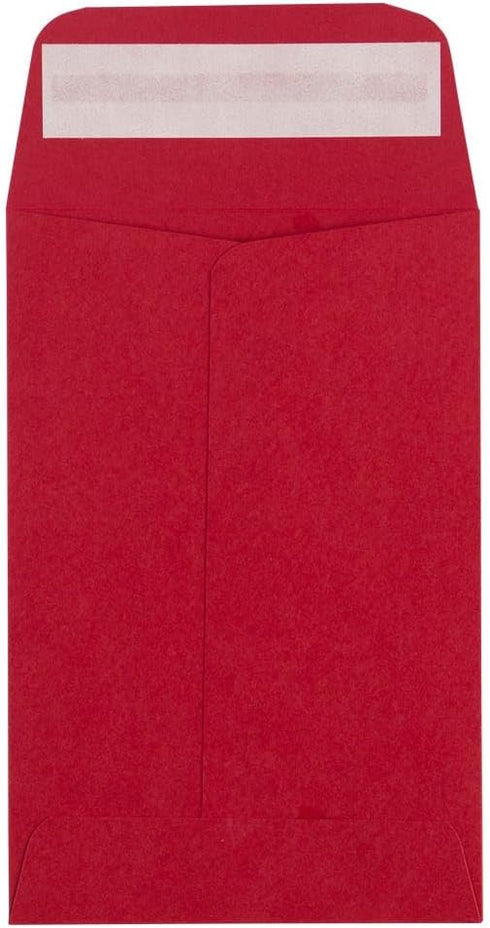 LUXPaper #4 Coin Envelopes | Peel & Press | 3'' x 4 1/2'' | Ruby Red | 80lb. Text | 50 Qty...