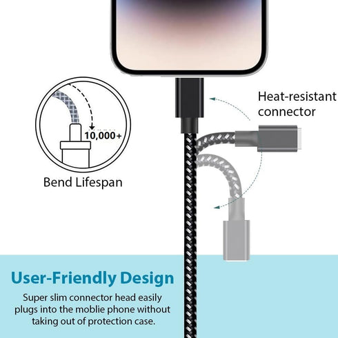 Long i Phone SE Charging Cable 3Pack 10ft Nylon Braided MFi Certified Lightining Charger Cord Compatible with i Phone 14 13 12 11 Pro Max XS XR X ...