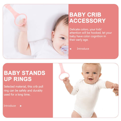 SAFIGLE Cribs 4pcs Baby Pull up Rings Baby Standing Walker Crib Tool Ring Baby Playpen Crib Hook Help Baby Stand Up Walking Training Tool for Newb...