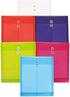 JAM PAPER Plastic Envelopes with Button & String Tie Closure - Letter Open End - 9 3/4 x 11 3/4 - Assorted Colors - 6/Pack...