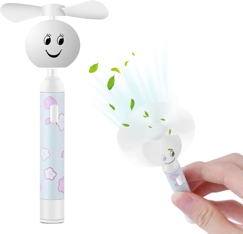 Handheld Mini Fan, Small Portable Pocket Fan, Creative Smiley Face Shaped Personal Fan Replaceable Battery Hand held Fan Cute Little Fan for Girls...