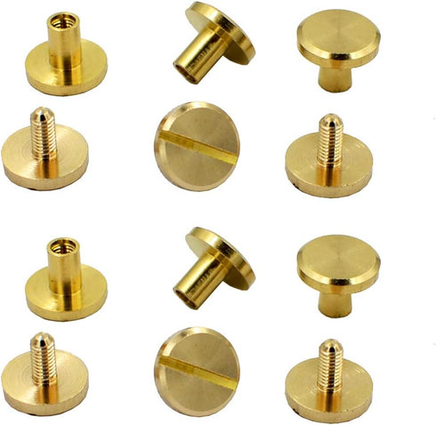 DGOL 50 Pairs Brass Backscrews Golden Leather Fasteners Sturdy Binding Rivets Belt Strap Collar Back Screws PU Studs Length (0.237 inch (6mm))...