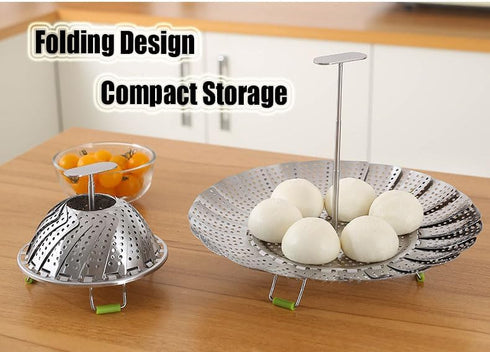 Vegetable Steamer Basket for Cooking Food Veggie Broccoli Meat Steamer Pot Cooker Expandable Steel Steamer (5.5"-9")...