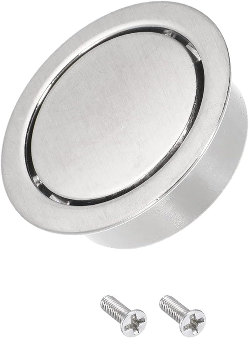 Circular Flush Pull Handle(34mm/1.34") 1Pcs, Zinc Alloy Recessed Pull Handle with Screws - for Drawer Sliding Door, Dark Silver...