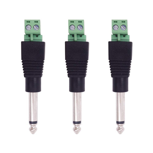 Fancasee (3 Pack 6.35mm Replacement Repair Plug Jack TS 2 Pole Mono Male Plug 1/4" 6.35mm Solderless Terminal for Microphone Speaker Audio Cable R...