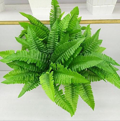 Leoyoubei 4 Bunches 14" Ferns Artificial Boston Fern Bush Plant,Faux Plant Shrubs Greenery Bushes Indoor Outside,Hanging Basket Planter Decor for ...