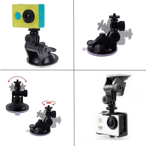 Car Windscreen GPS Suction Cup Mount for Windshield Dash Cam Camera Camcorder Bracket Holder Stand and Lanyard for All GoPros, SJCAM, GeekPro, Xia...