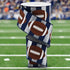 Craig Bachman 2.5" Footballs On Stripe Ribbon: Silver & Navy (10 Yards) for Gift Wrapping, Football Theme, Sports Wired Ribbon, Bow, DIY Crafting...