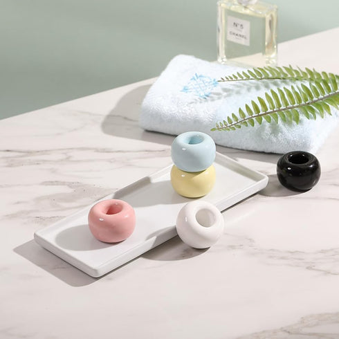 Mini Ceramics Toothbrush Holder Stand for Bathroom Vanity Countertop, Handmade Couple Toothbrush Head Holder, Shaver Holder and Office Pen Holder,...