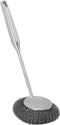 Stainless Steel Wool Scrubber with Long Handle, Handheld Scrubbing Cleaner Brush Scrubbing Scouring Pad, Stainless Steel Scrubbing Brushes Cleanin...