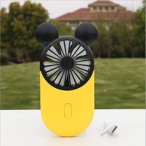 Cute Personal Mini Fan, Handheld & Portable USB Rechargeable Fan with Beautiful LED Light, 3 Adjustable Speeds, Portable Holder, for Indoor Or Out...
