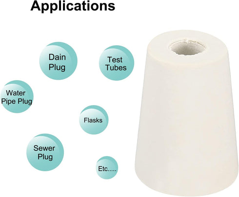 MECCANIXITY Rubber Tapered Plug 15mm to 20mm with 8mm Hole Test Tubes Bungs Stopper White for Lab Home 5 Pieces...