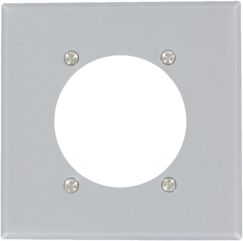 Leviton S701-GY 2-Gang Power Receptacle Wallplate, Flush Mount, Standard Size, Device Mount, Steel-Aluminum Finish...