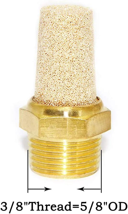 Joywayus Air Pneumatic Muffler Long Exhaust Muffler 3/8" NPT Male Brass Flow Control Silencer Air Fitting(Pack of 2)...