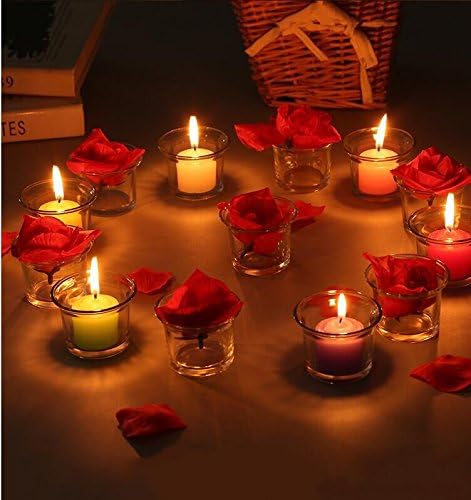 Clear Chunky Glass Lip Votive Candle Holders Tealight Votive Cups for Wedding Proposal, Spa, Aromatherapy, Meditation, 6 Counts by Shxstore...