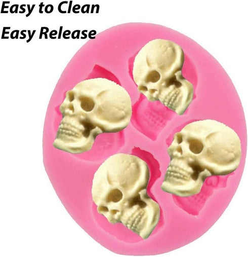 Chocolate Candy Molds, Halloween Skulls Silicone, Fondant Mold for Cake Decoration Wedding Party Supplies Set of 3...