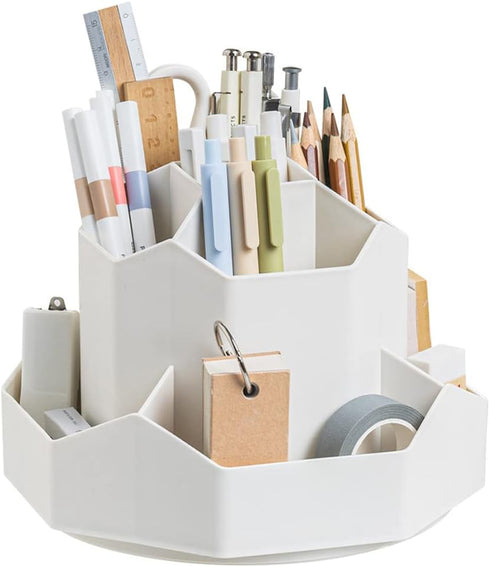 kaileyouxiangongsi Rotating Art Supply Storage Organizer,Pencil Holder with 9 Compartment, Pen Storage Organizer, for Kids Art Desk, Homeschool Su...