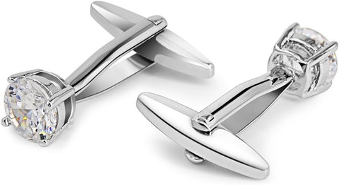 Mr.Van Swarovski White Crystal Cufflinks Glimmering Diamond Color Cuff Links Set for Wedding Party...