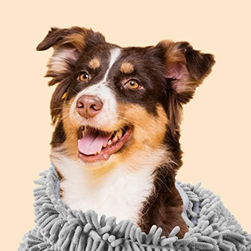 Patas Lague Absorbent Dog Towel, Extra Large 35''x15'' Quick Drying Dog Bath Towel with Hand Pockets, Microfiber Shammy Pet Towel for Dog and Cat,...