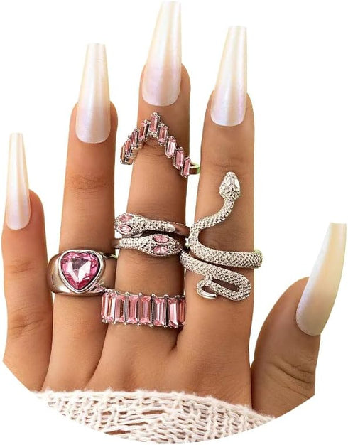 CSIYANJRY99 Silver Snake Rings Set Gold Snake Ring for Women Vintage Punk Serpent Ring Gothic Snake Knuckle Rings Boho Stackable Cobra Finger Ring...