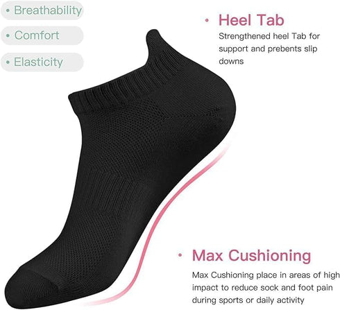 Women's and Men's Running Ankle Socks Low Cut Breathable Socks With Tab 3 Pairs, Black...