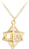 Eight Pointed Star Pendant Necklace 3D Geometry Star with Crystal Necklace...