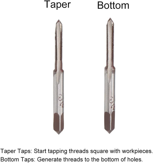uxcell Metric Hand Taps M3 Thread 0.5 Pitch 3 Straight Flutes H2 Alloy Tool Steel Bottom & Taper Screw Tap Set Tapping Tools for Repairing 1 Pair...