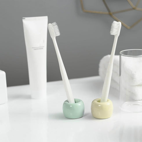 Mini Ceramics Toothbrush Holder Stand for Bathroom Vanity Countertop, Handmade Couple Toothbrush Head Holder, Shaver Holder and Office Pen Holder,...