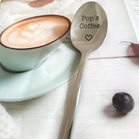 Pop Gifts Coffee Spoon from Grandkids Grandchildren Fun Pop's Coffee Spoons for Grandpa Papa Coffee Lover Gifts for Grandfather Granddaddy Christm...