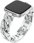 Compatible for Fitbit Versa Watch Band, Bling Diamond Stainless Smartwatch Replacement Chain Band,Single Row Chain Solid Zinc Alloy Band Replaceme...