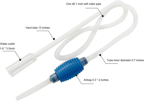 Fish Tank Water Changer 1.7 m Aquarium Siphon Vacuum Cleaner Aquarium Siphon Hose for Aquarium Drainage Flooding Cleaning Aquarium Gravel and Sand...