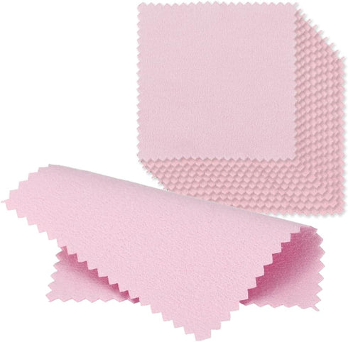 50pcs Jewelry Cleaning Cloth Pink Polishing Cloth for Sterling Silver Gold Platinum Small Polish Cloth 8x8cm...