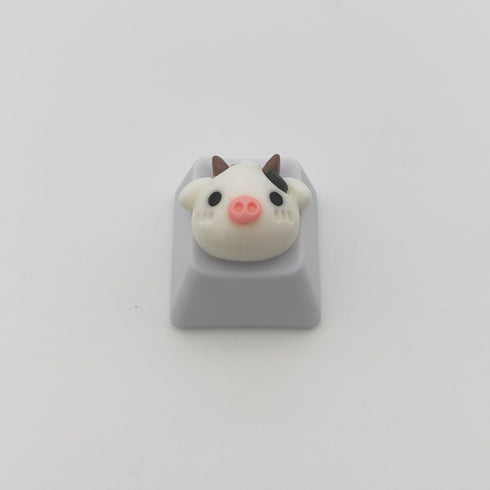 Personalized Cute White Keycap Custom 3D Keycap ESC Key OEM R4 Profile Keycap for Mechanical Keyboard MX Switch Lovely Cartoon Keycap (Cartoon Cow...