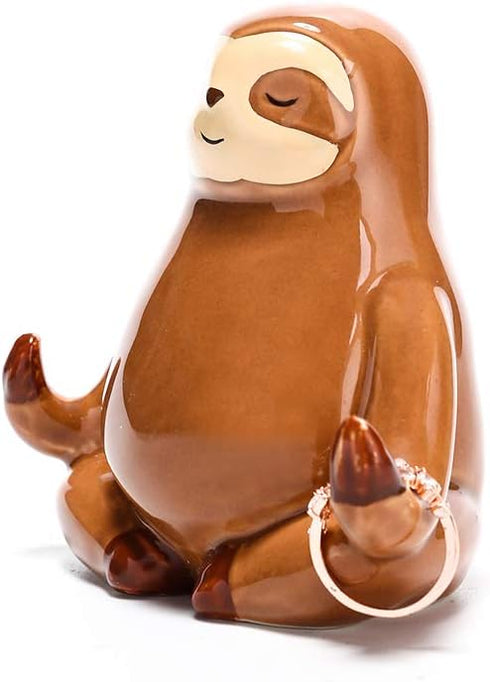 HOME SMILE Ceramic Sloth Dog Ring Holder, Funny Sloth Jewelry Holder Stand Engagament Wedding Birthday Christmas Gifts...