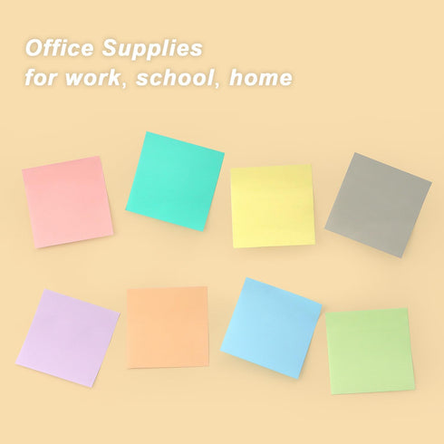 8 Pads Sticky Notes 3x3 Self-Stick Notes 8 Pastel Multi Colors with Gray Sticky Notes, 90 Sheet/Pad...