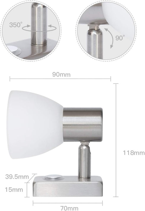 RV Reading Light 12V Bedside,Designed for Reading, Boat, Yacht, and Caravan, Motorhome,Touch Switch Dimmable Warm(Nickel 1x D1)...
