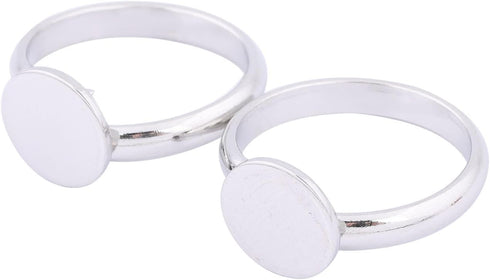 20pcs Stainless Steel 10mm Circle Pad Ring Bezel Blanks DIY Adjustable Fingerring Base Settings for Jewelry Making (Plain Steel)...