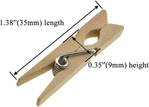 HAHIYO Wooden Clothes Pins Clothespins Small Do NOT Fall Apart 1.38 inches Length 60 Pack Sturdy Strong Springs No Rust No Discoloration for Laund...