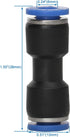 Baomain 10pcs Pneumatic Union Fittings PU-6 6mm Push In Quick Touch to Connect Tube...