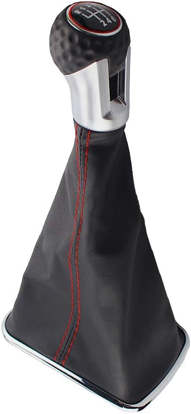 for VvW Boraa MmK4 Goolf 4 Jeettaa 4 98-04 Car Gear Shift Knob with Chrome Frame Black Leather 12mm (6 Speed)...