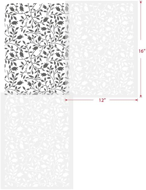 GSS Designs Large Vine Leaf Stencils 12x16Inch Reusable Flower Stencils for Painting on Wood Canvas Paper Fabric Floor Wall Botanical Stencils for...