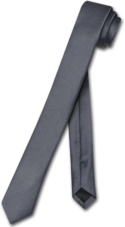 Vesuvio Napoli Narrow NeckTie Extra Skinny CHARCOAL GREY Men's 1.5" Neck Tie...