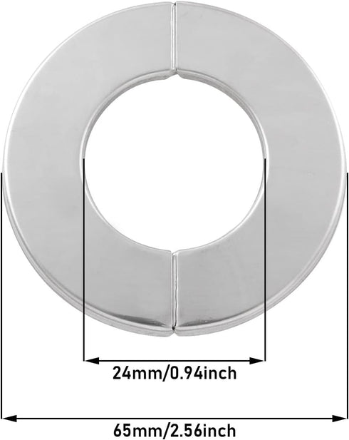 2PCS 304 Stainless Steel Round Escutcheon Plate Round Snap-fit Decorative Cover For Outer Diameter 65mm, Inner Diameter 24mm...