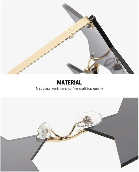 Star Rimless Sunglasses Women/Men Unique Pentagram Party glasses Prom Streetwear...