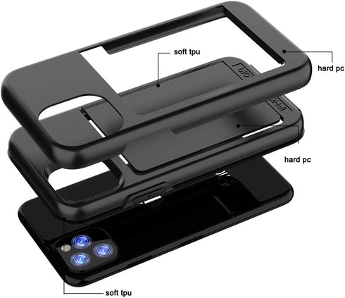 for iPhone 12 Mini Case with Card Holder,Credit Card Slot Protective Wallet Case - Black...