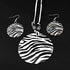 Zebra Stripes Shell Jewelry Set - Black and White Stripe Round Pendant Necklace and Earrings for Women Statement Stylish Jewelry...