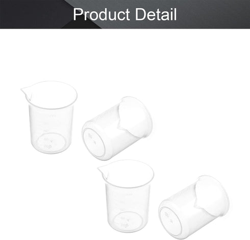 Othmro Measuring Cups 100ml/3.38oz PP Plastic Graduated Beaker Transparent for Lab Kitchen Liquids 4pcs...